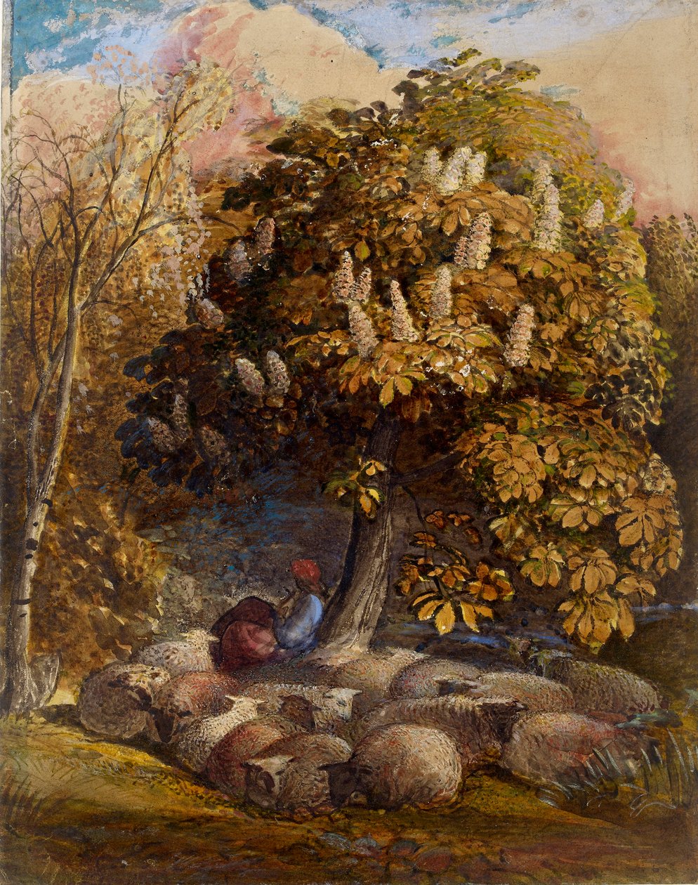 Pastoral con un castaño de Indias, c. 1830-1831 de Samuel Palmer