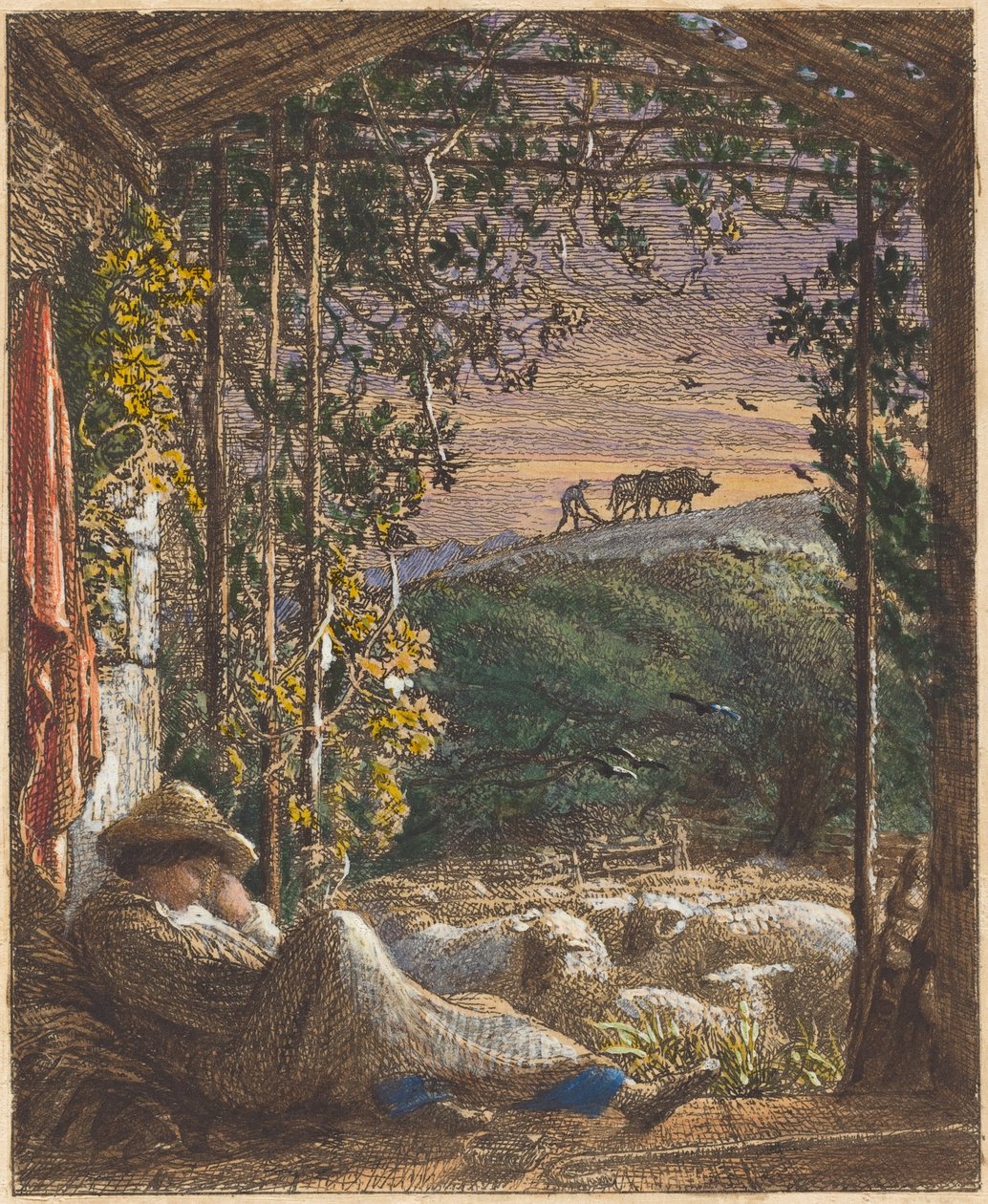 El pastor dormido; Temprano por la mañana de Samuel Palmer