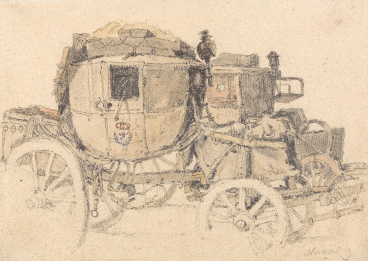 Una diligencia, vista lateral: Núremberg de Samuel Prout