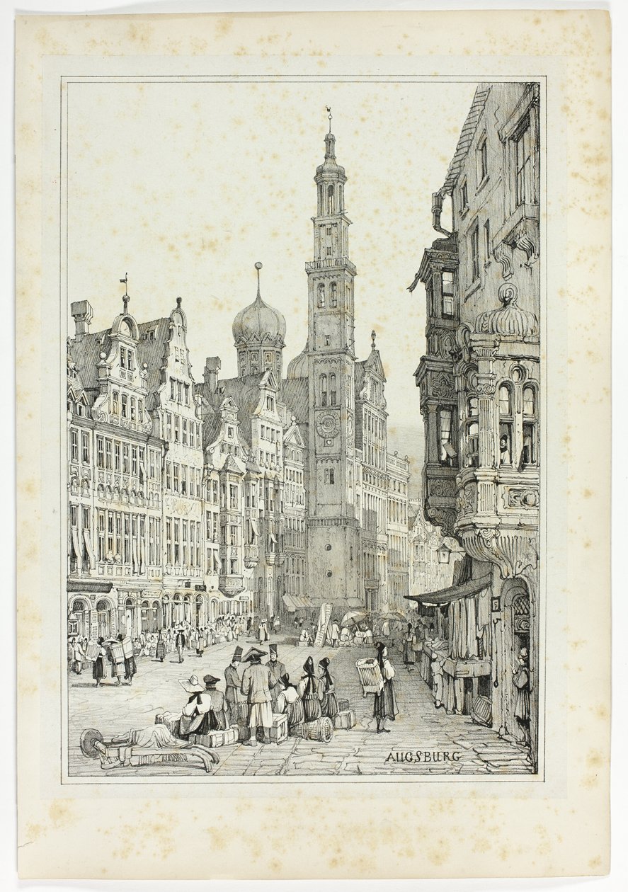 Augsburgo, a partir de facsímiles de bocetos realizados en Flandes y Alemania de Samuel Prout