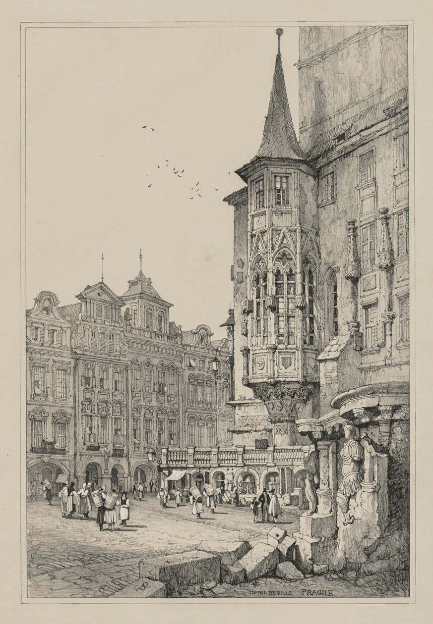 Facisimilies de Bocetos realizados en Flandes y Alemania: Hotel de Ville, Praga de Samuel Prout