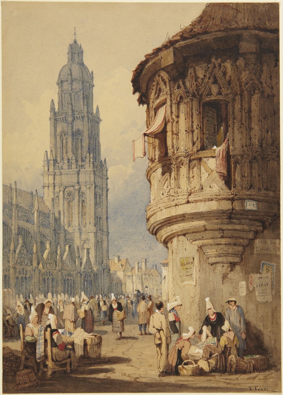 Escena de mercado de Samuel Prout