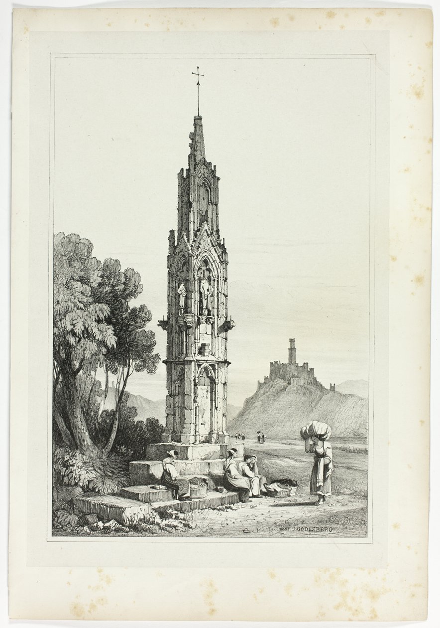 Cerca de Godesberg, a partir de facsímiles de bocetos realizados en Flandes y Alemania de Samuel Prout