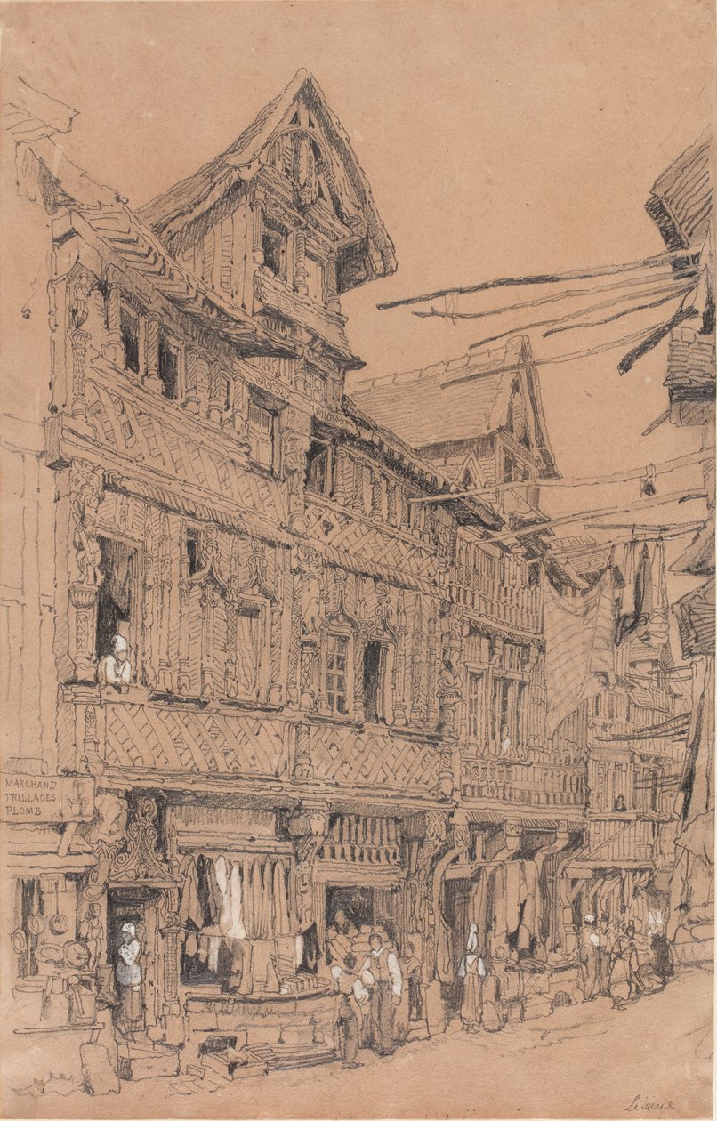 Calle Vieja de Lisieux, hacia 1820 (acuarela sobre papel) de Samuel Prout