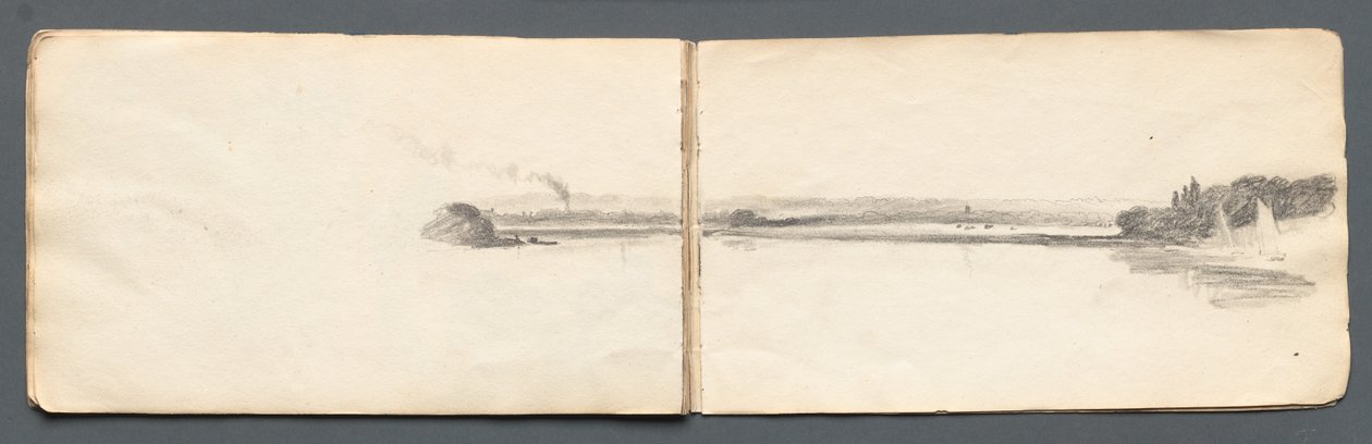 Cuaderno de bocetos: Paisaje con veleros, 1814 de Samuel Prout