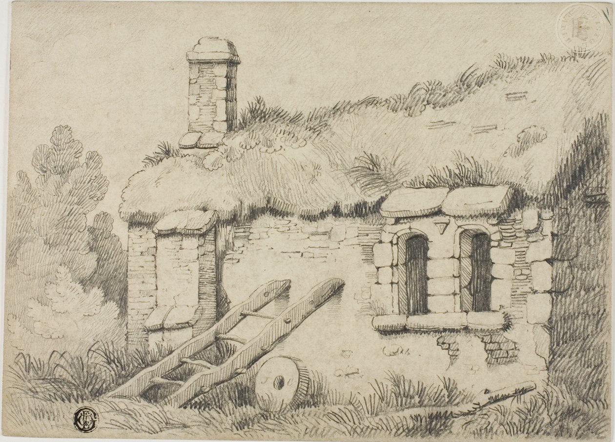 Casa de campo con tejado de paja de Samuel Prout