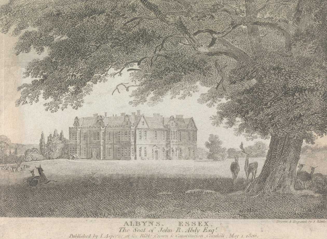 Albyns, Essex, The Seat of John R. Abdy, Esquire (publicado por L. Asperne); página 7 (Volumen Uno) de Samuel Rawle