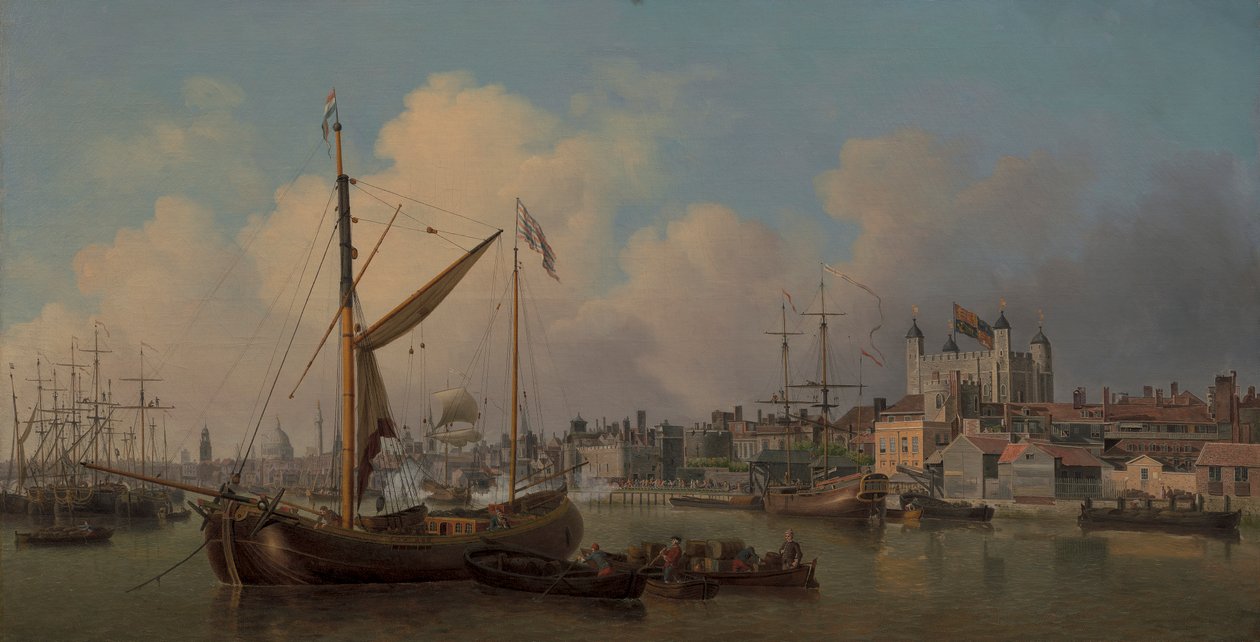 Vista de la Torre de Londres, supuesta en el cumpleaños de Su Majestad de Samuel Scott