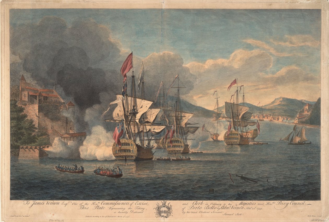 Captura de Porto Bello por el almirante Edward Vernon el 22 de noviembre de 1739 de Samuel Scott