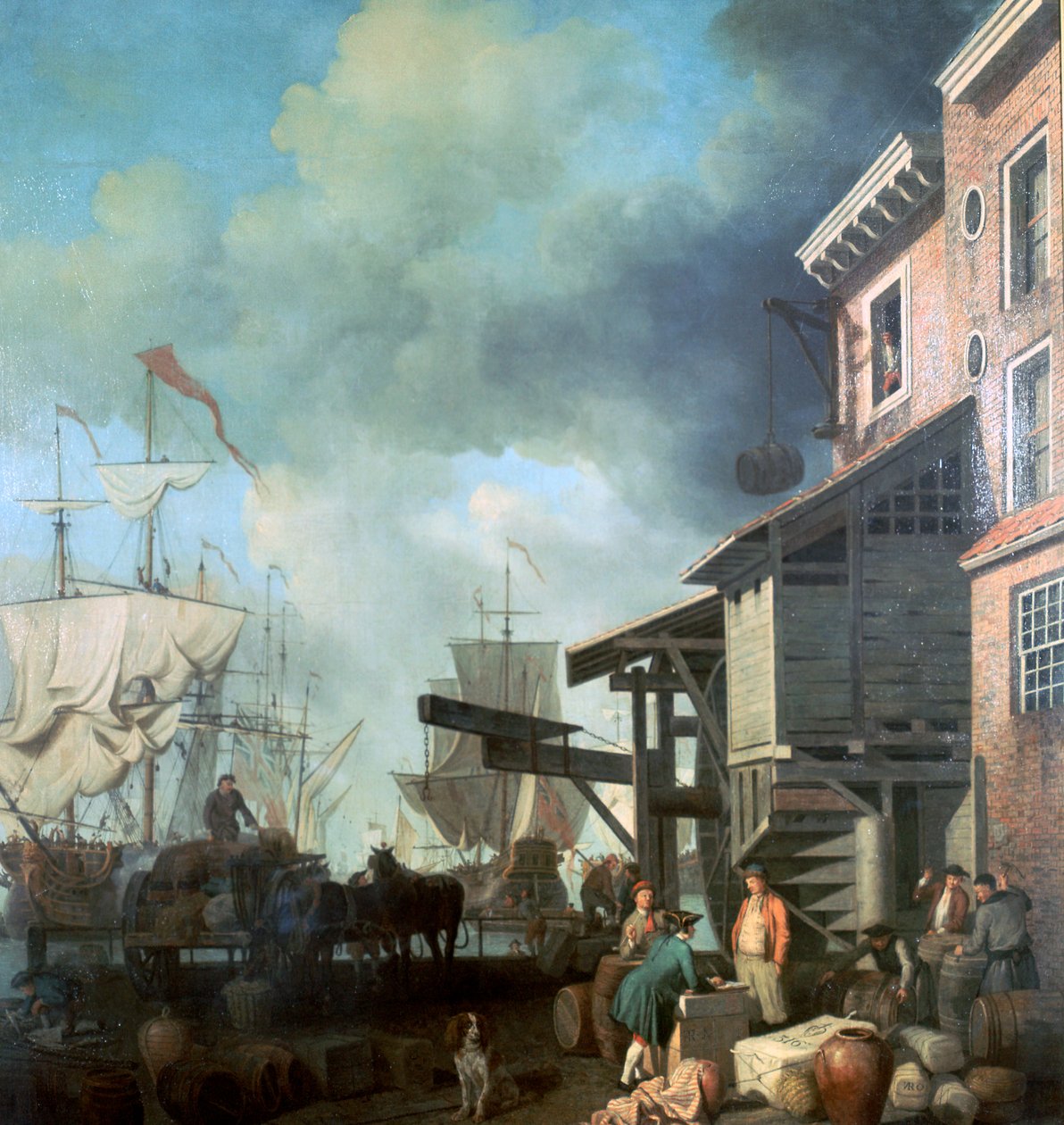 Pintura del Muelle de la Antigua Aduana de Samuel Scott