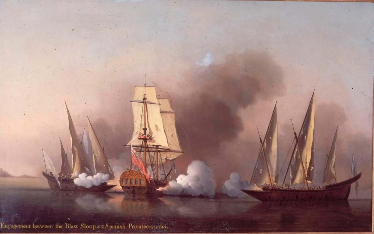 El compromiso entre el Sloop Blast y dos corsarios españoles de Samuel Scott