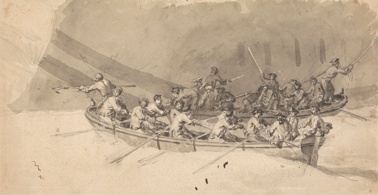 Dos barcos con tripulación, estudio para The Royal William at Sea de Samuel Scott