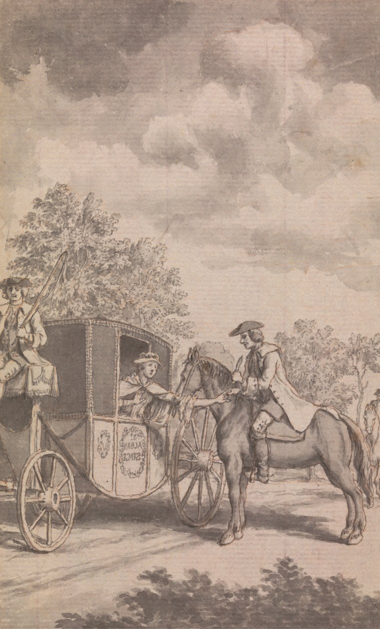 Una Ilustración para el Calendario Newgate: Raby, encontrando el anillo de una mujer difícil de arrancar, le cortó el dedo, cerca de Finchley. de Samuel Wale