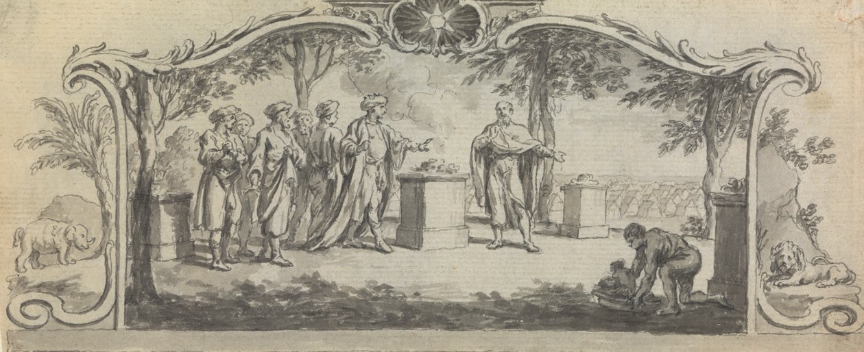 Diseño para la ilustración de un libro: ? Sacrificio antes de la batalla de Samuel Wale