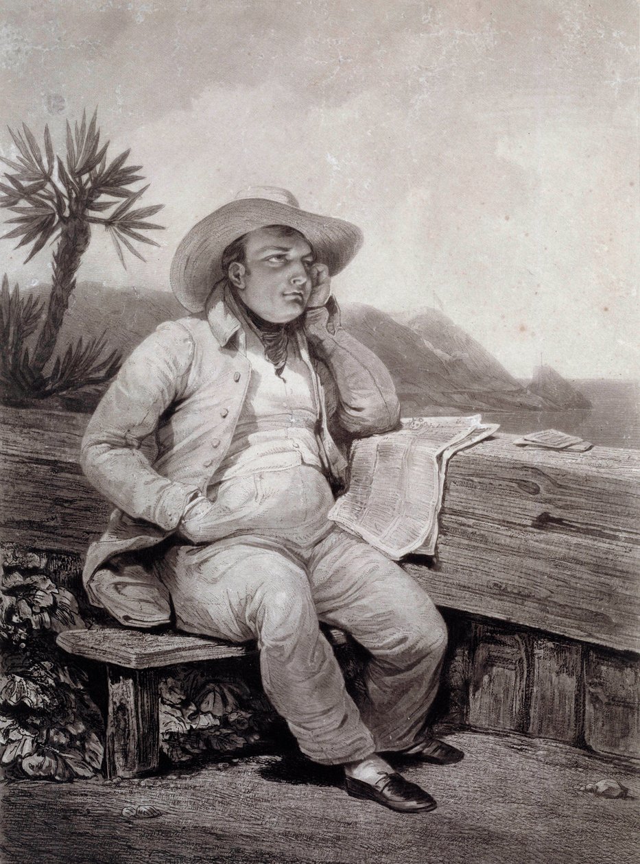 Retrato de Napoleón I (1769-1821) en Santa Elena. Grabado por Samuel William Reynolds (1820) de Samuel William I Reynolds
