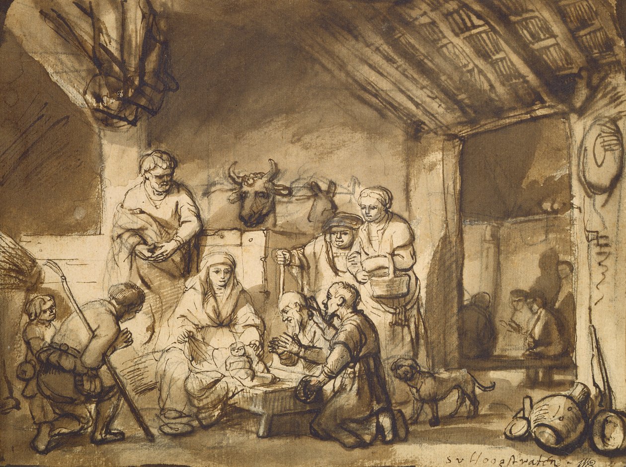 Adoración de los Pastores, c.1646 de Samuel van Hoogstraten