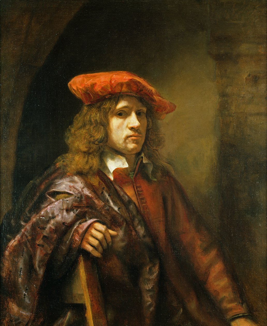 Retrato de un joven con gorra roja de Samuel van Hoogstraten