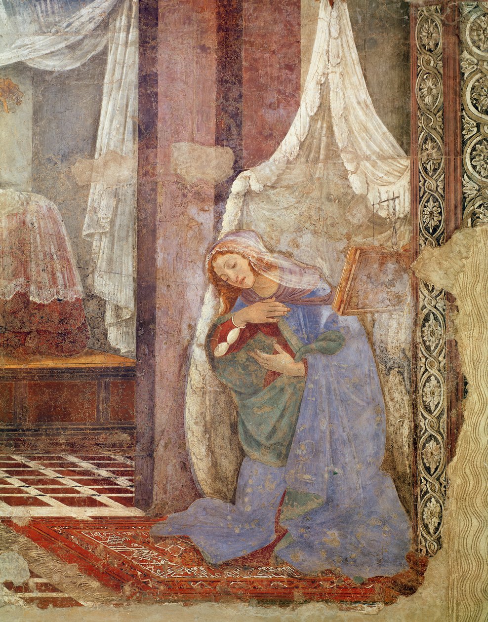 Anunciación, detalle de la virgen, 1481 de Sandro Botticelli