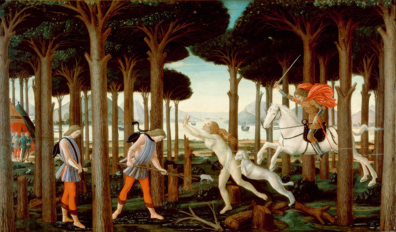 La historia de Nastagio degli Honesti I de Sandro Botticelli