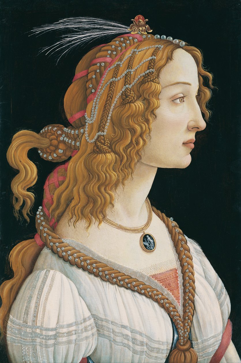 Retrato idealizado de una dama (Retrato de Simonetta Vespucci como ninfa) de Sandro Botticelli