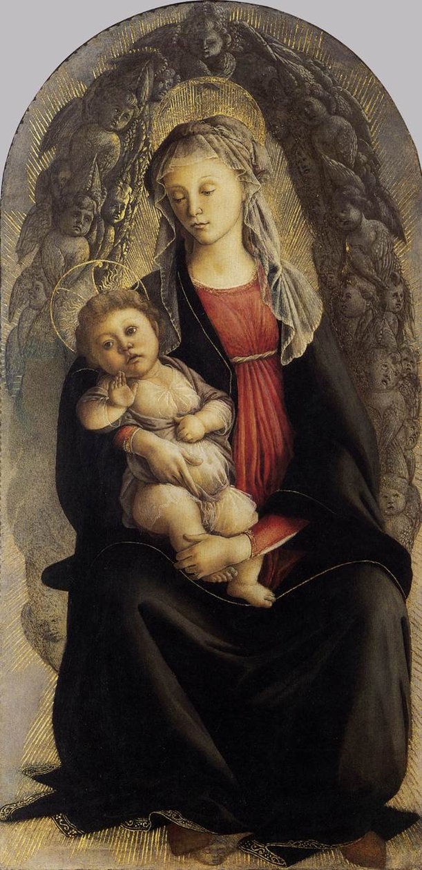 Madonna en gloria con serafines de Sandro Botticelli