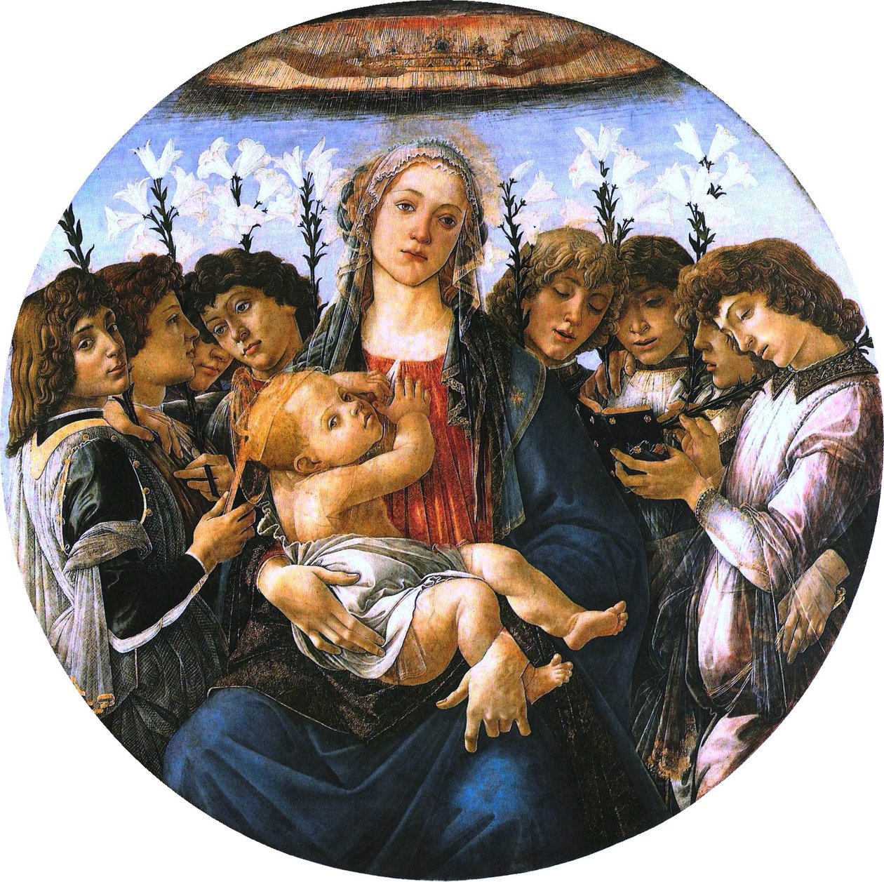 Madonna con el Niño y Ángeles Cantores de Sandro Botticelli