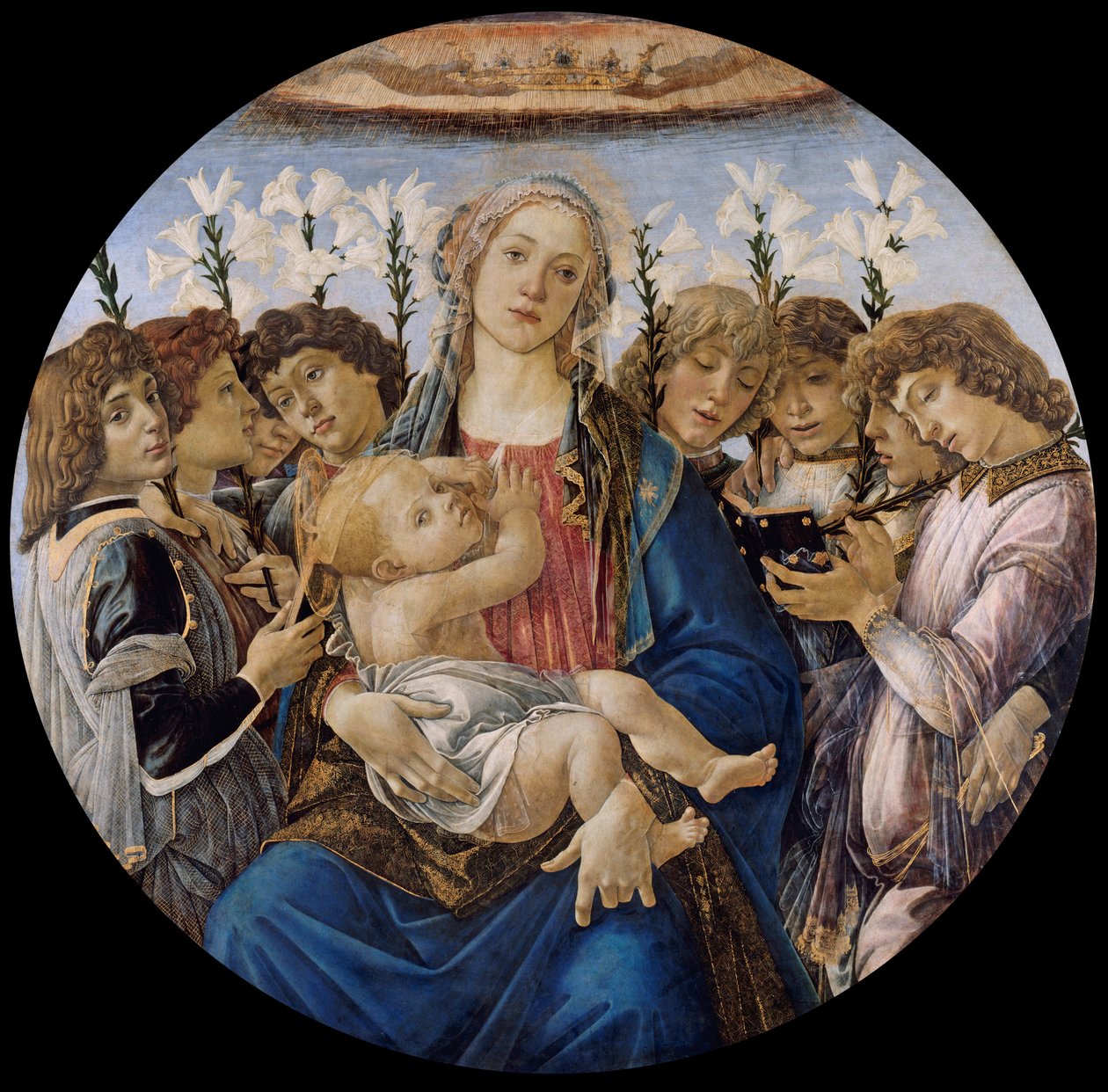 María con el Niño y Ángeles Cantores de Sandro Botticelli