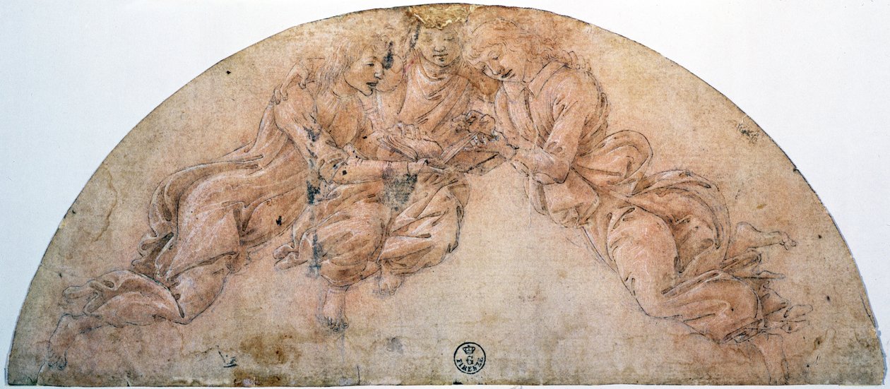 Estudio de tres ángeles de Sandro Botticelli