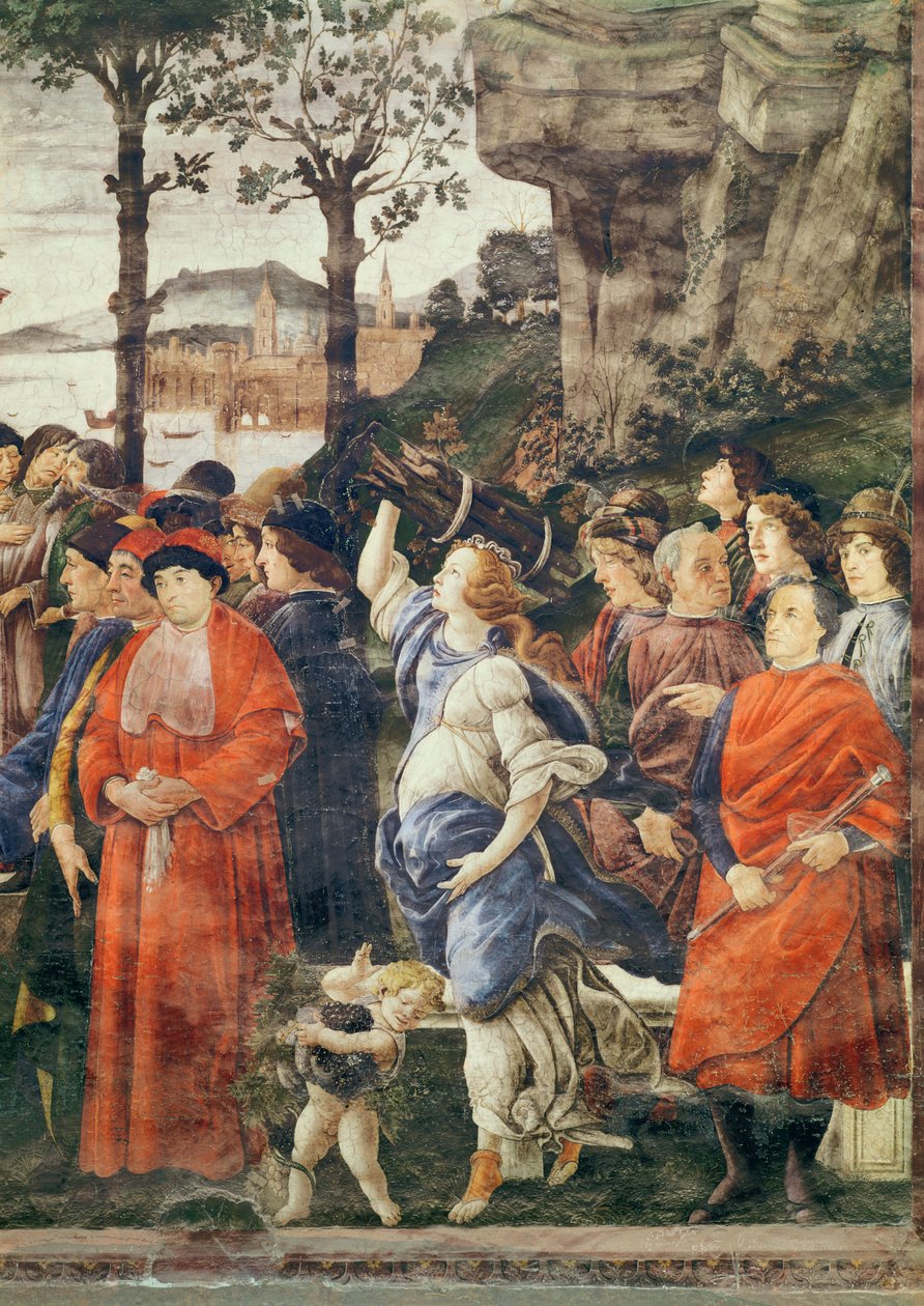 La purificación del leproso y la tentación de Cristo, detalle de figuras a la derecha, c.1481-83 (detalle) de Sandro Botticelli