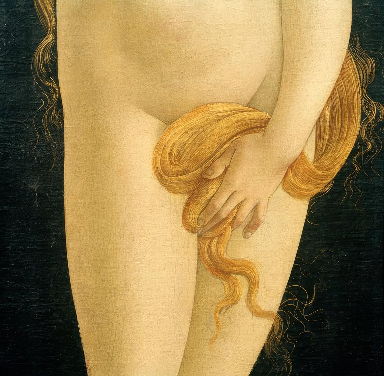 Venus (mano y cabello) de Sandro Botticelli