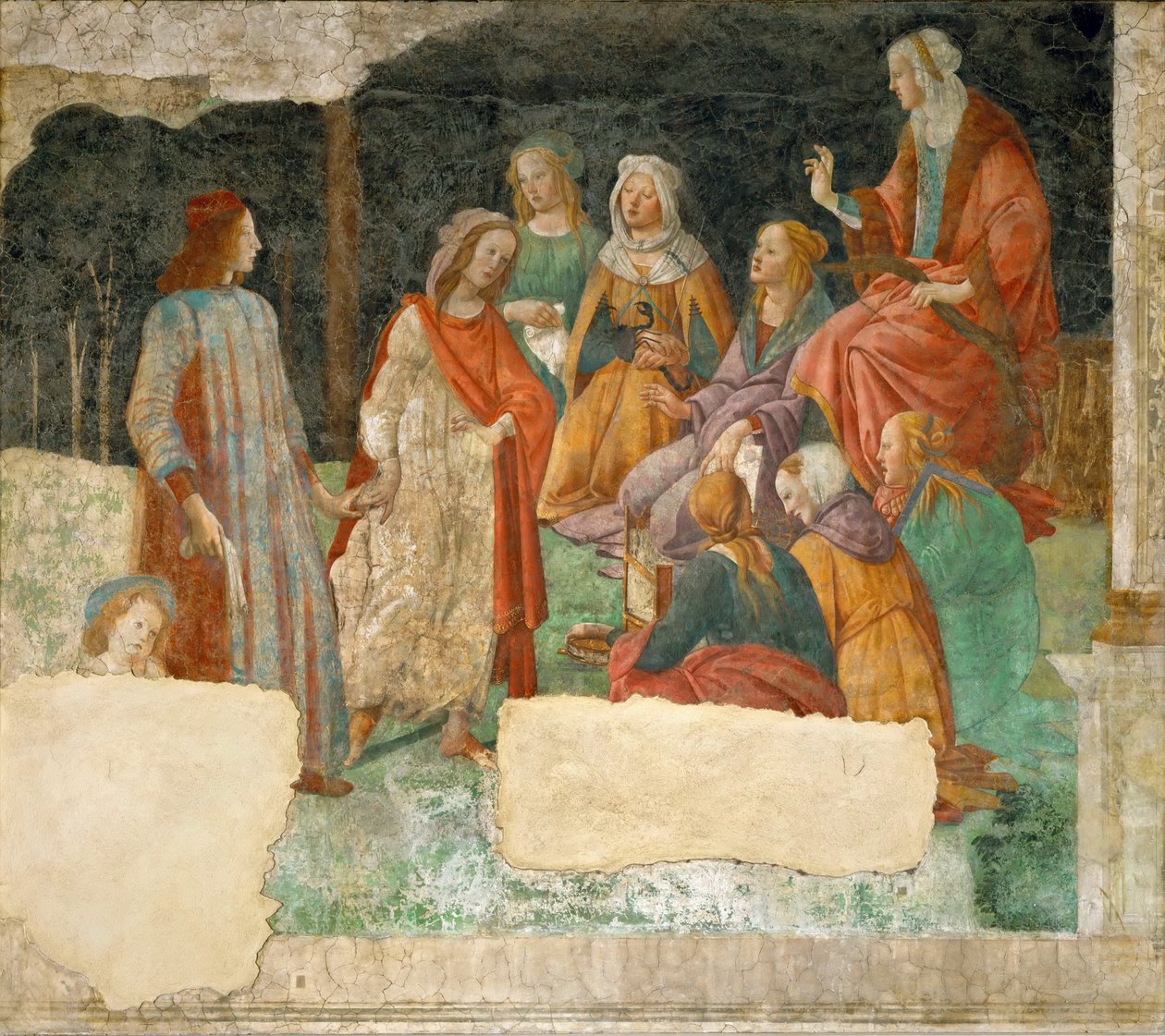 Un joven siendo presentado a las Siete Artes Liberales de Sandro Botticelli