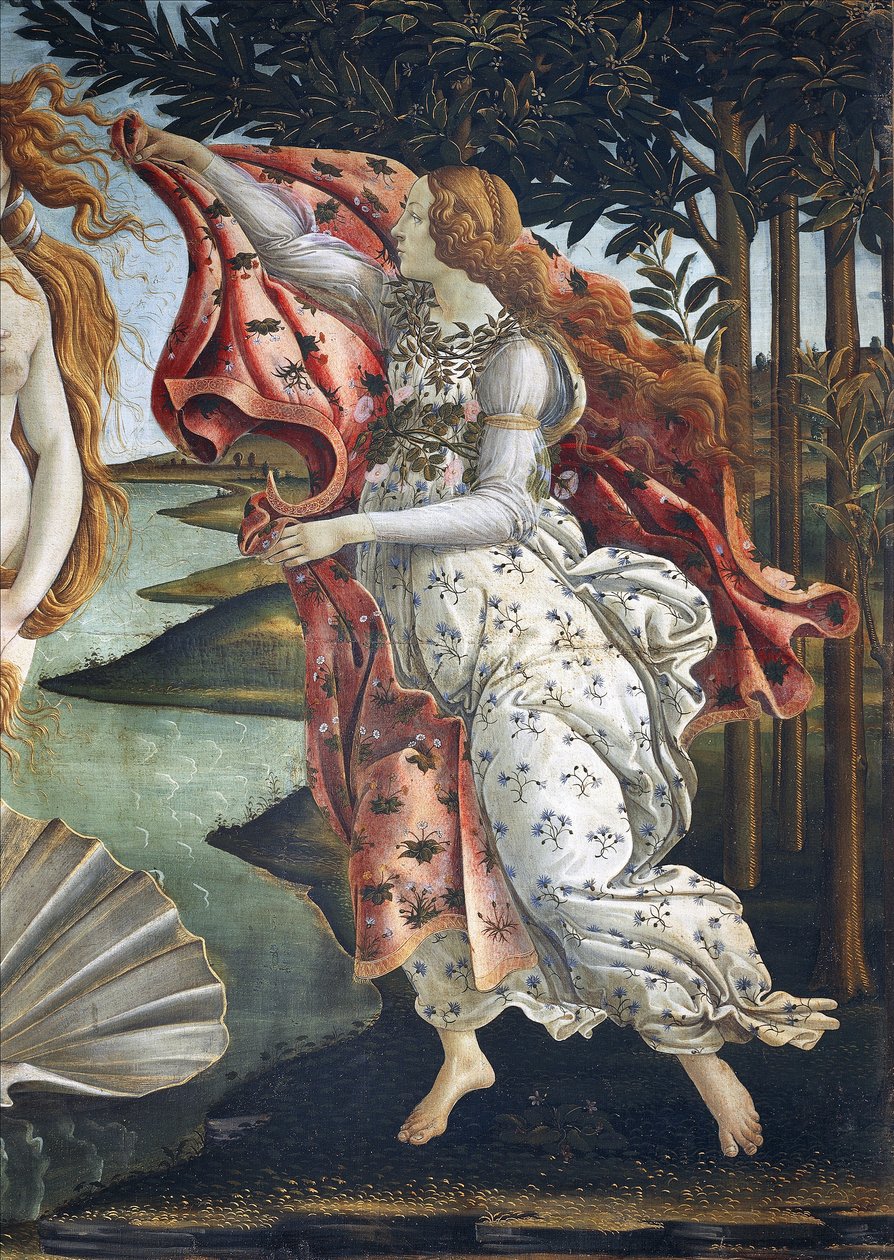 El nacimiento de Venus (detalle) - Témpera sobre lienzo de Sandro Botticelli