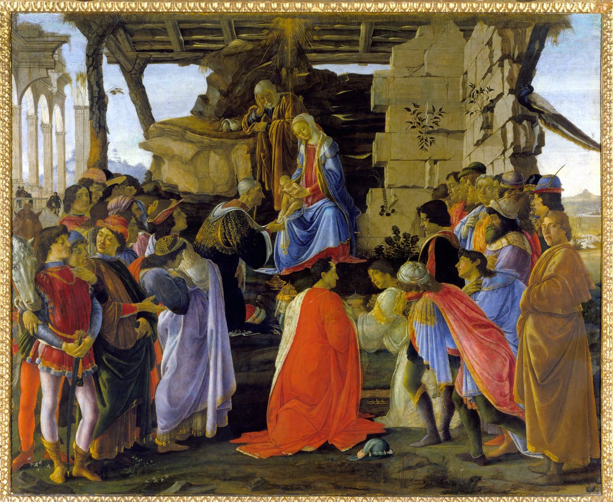 Adoración de los Magos, representación de los miembros de la familia Medici de Sandro Botticelli