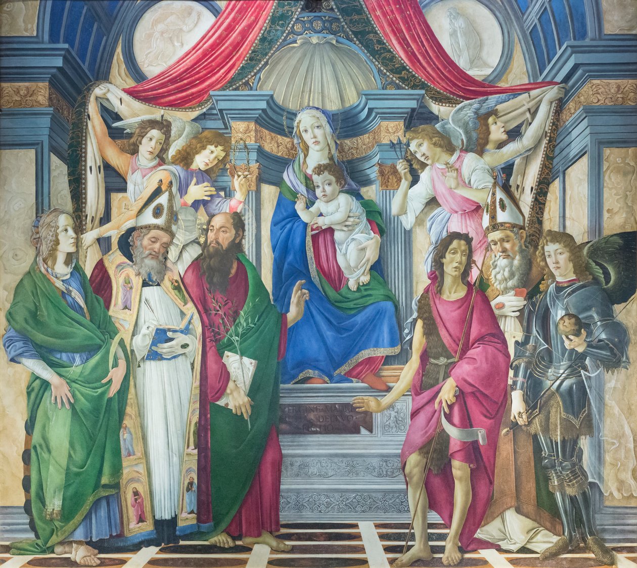 La Virgen y el Niño entronizados con santos de Sandro Botticelli
