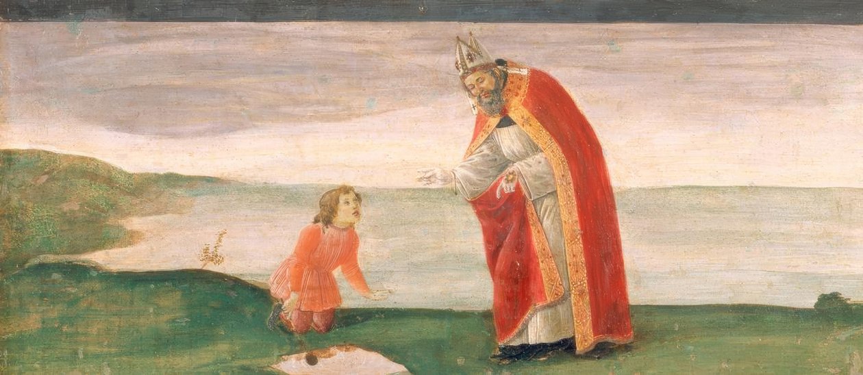 San Agustín y el niño en la playa de Sandro Botticelli