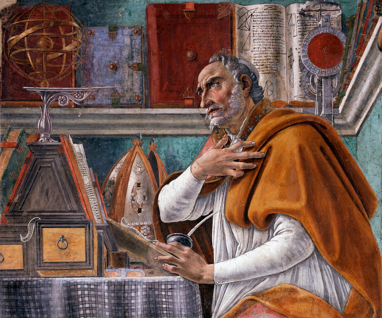 (detalle) de "San Agustín" de Sandro Botticelli