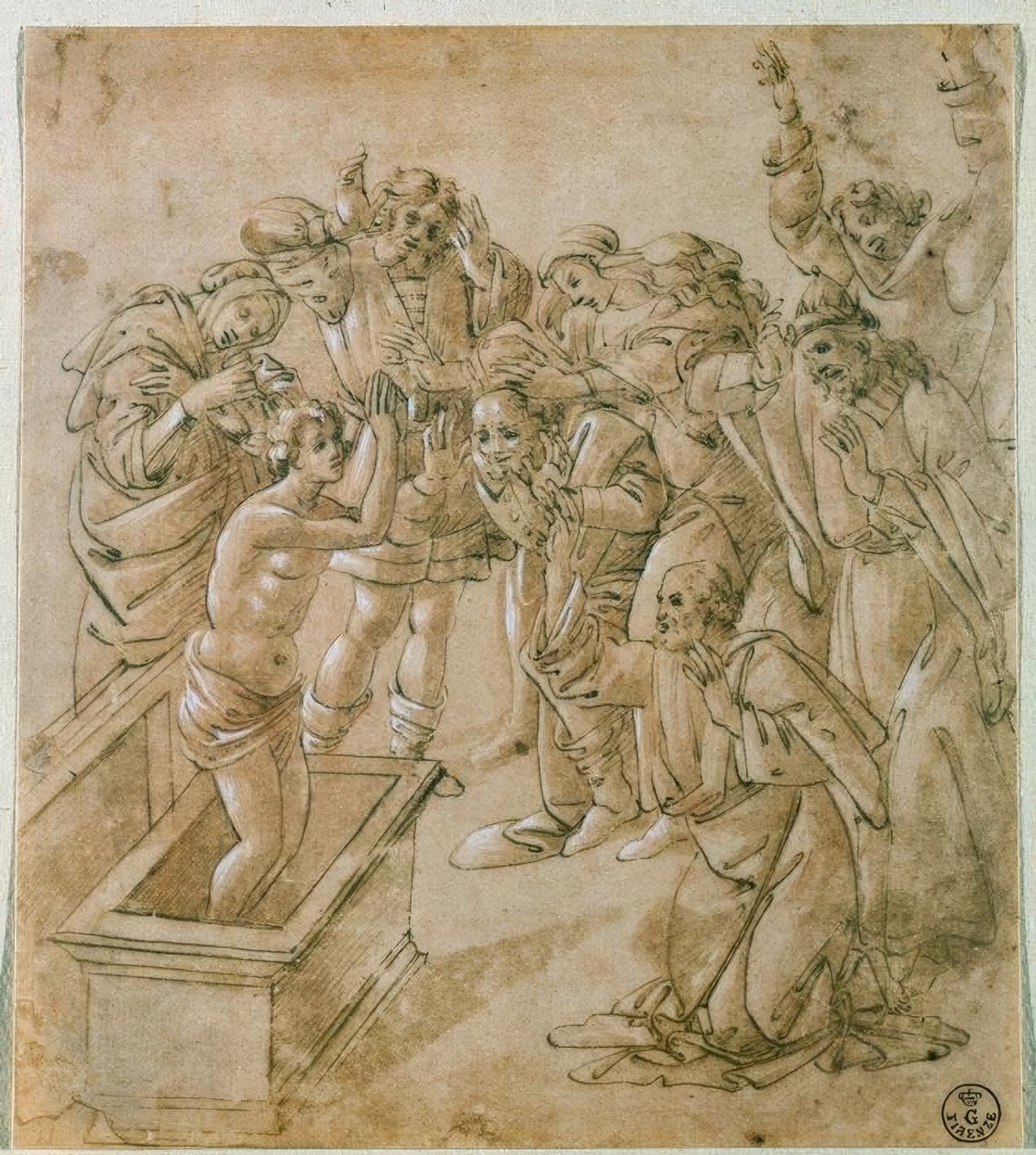 La resurrección del hijo de Teófilo de Sandro Botticelli