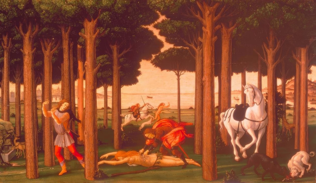 La historia de Nastagio degli Onesti II de Sandro Botticelli