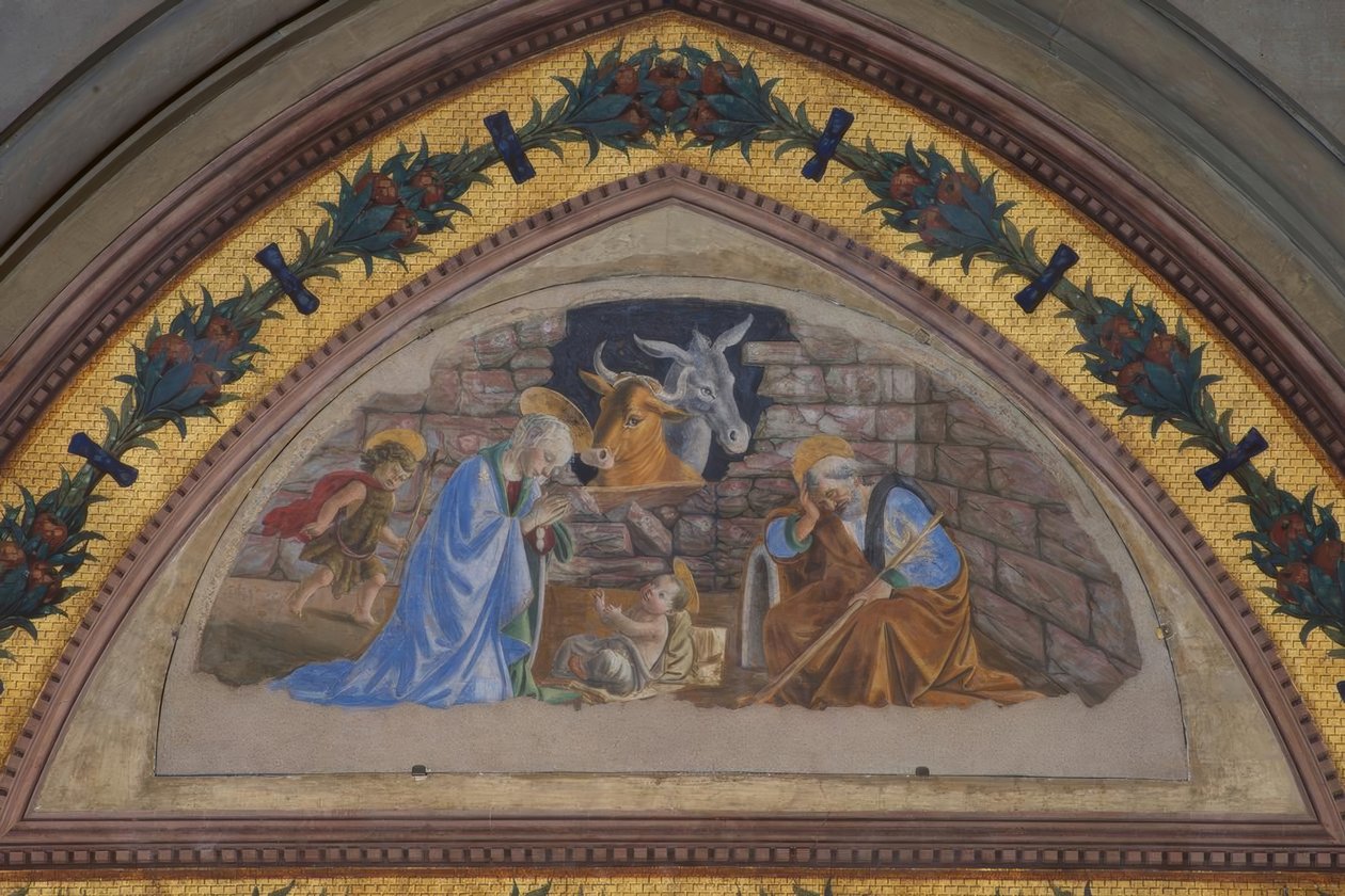 Nacimiento de Cristo con el niño Juan apresurándose de Sandro Botticelli