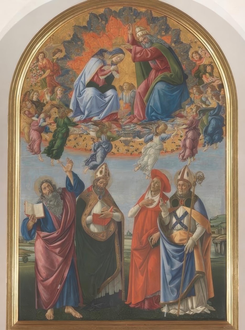 Coronación de María con cuatro santos de Sandro Botticelli