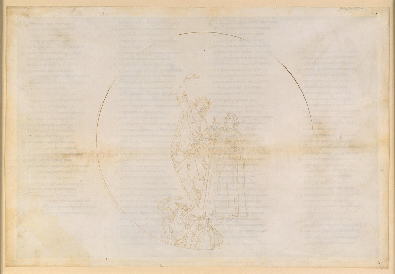 La Divina Comedia, Paraíso XIV. Cuarta esfera planetaria (cielo solar): Salomón le habla a Dante sobre la transfiguración del cuerpo tras la resurrección; ascenso a la esfera de Marte; visión de Cristo de Sandro Botticelli