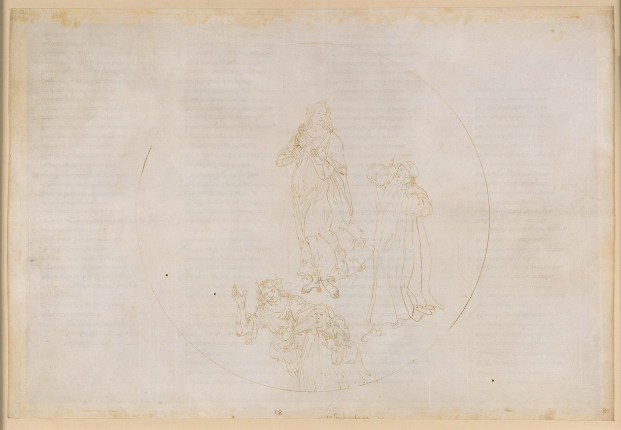 La Divina Comedia, Paraíso XVIII. Quinta esfera planetaria (cielo de Marte): Cacciaguida nombra a los bienaventurados que lucharon por la fe — Transición a la esfera de Júpiter de Sandro Botticelli