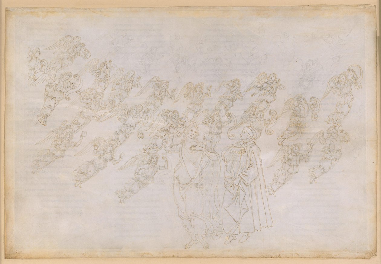 La Divina Comedia, Paraíso XXIX. Novena esfera (Cielo de Cristal o Primum Mobile): Beatriz instruye a Dante sobre la creación y la naturaleza de los ángeles de Sandro Botticelli