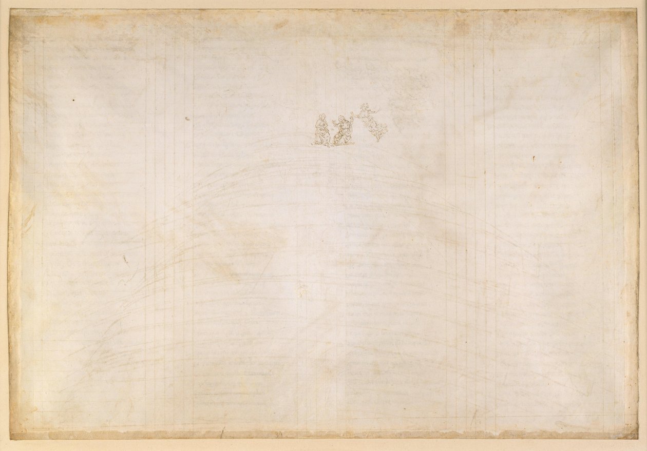 La Divina Comedia, Paraíso XXXII. El Empíreo: Bernardo de Claraval explica la estructura de la Rosa Celestial; la visión mariana de Dante de Sandro Botticelli