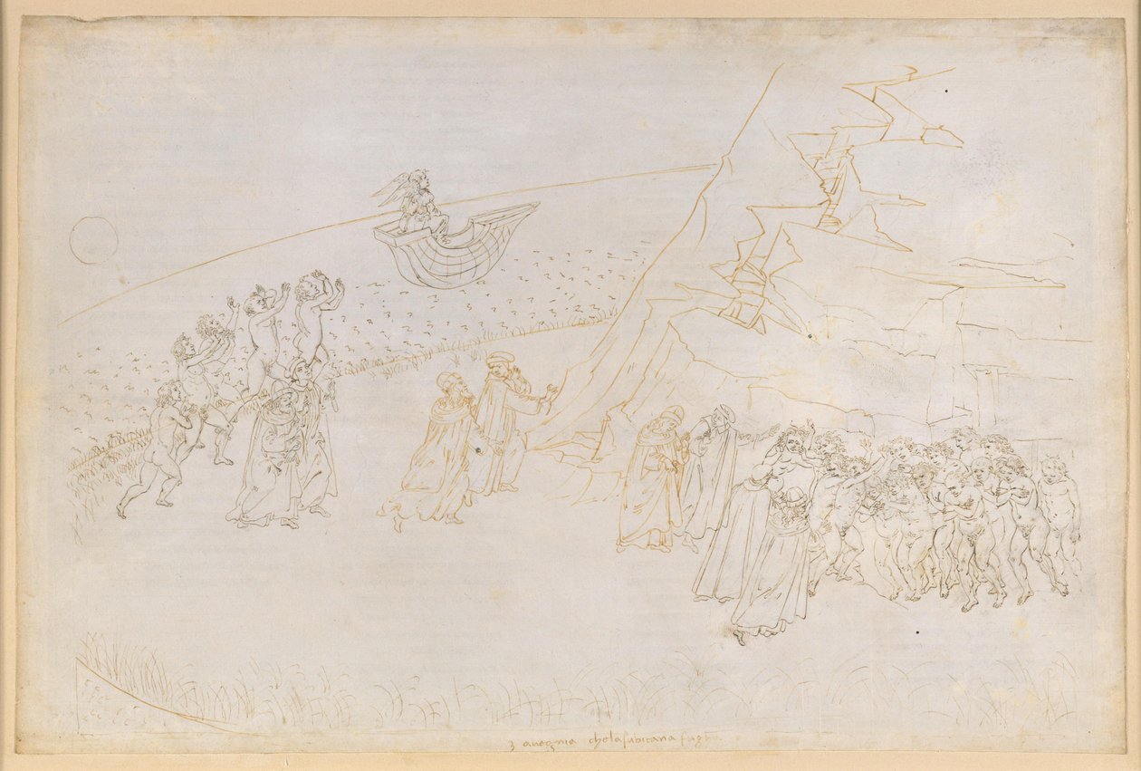 La Divina Comedia, Purgatorio III. Antepurgatorio (Anillo de las Islas): la penitencia de los fallecidos en excomunión; conversación con Manfredo de Hohenstaufen de Sandro Botticelli
