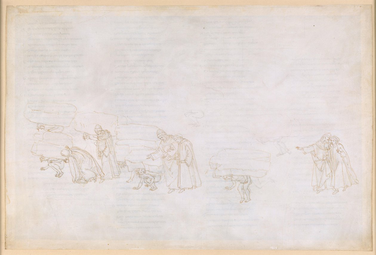 La Divina Comedia, Purgatorio XI. Primer círculo del Purgatorio: la penitencia de los caballeros y artistas ávidos de gloria de Sandro Botticelli