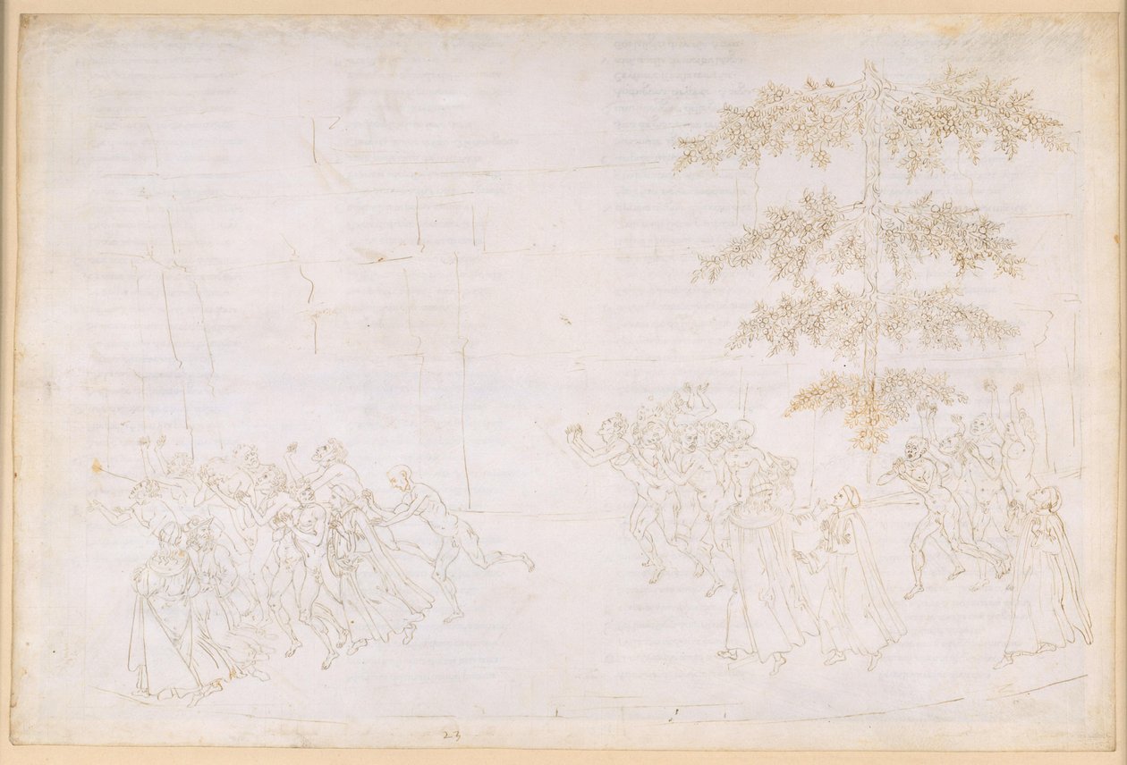 La Divina Comedia, Purgatorio XXIII. Sexto círculo del Purgatorio: la penitencia de los glotones; encuentro con Forese Donati de Sandro Botticelli