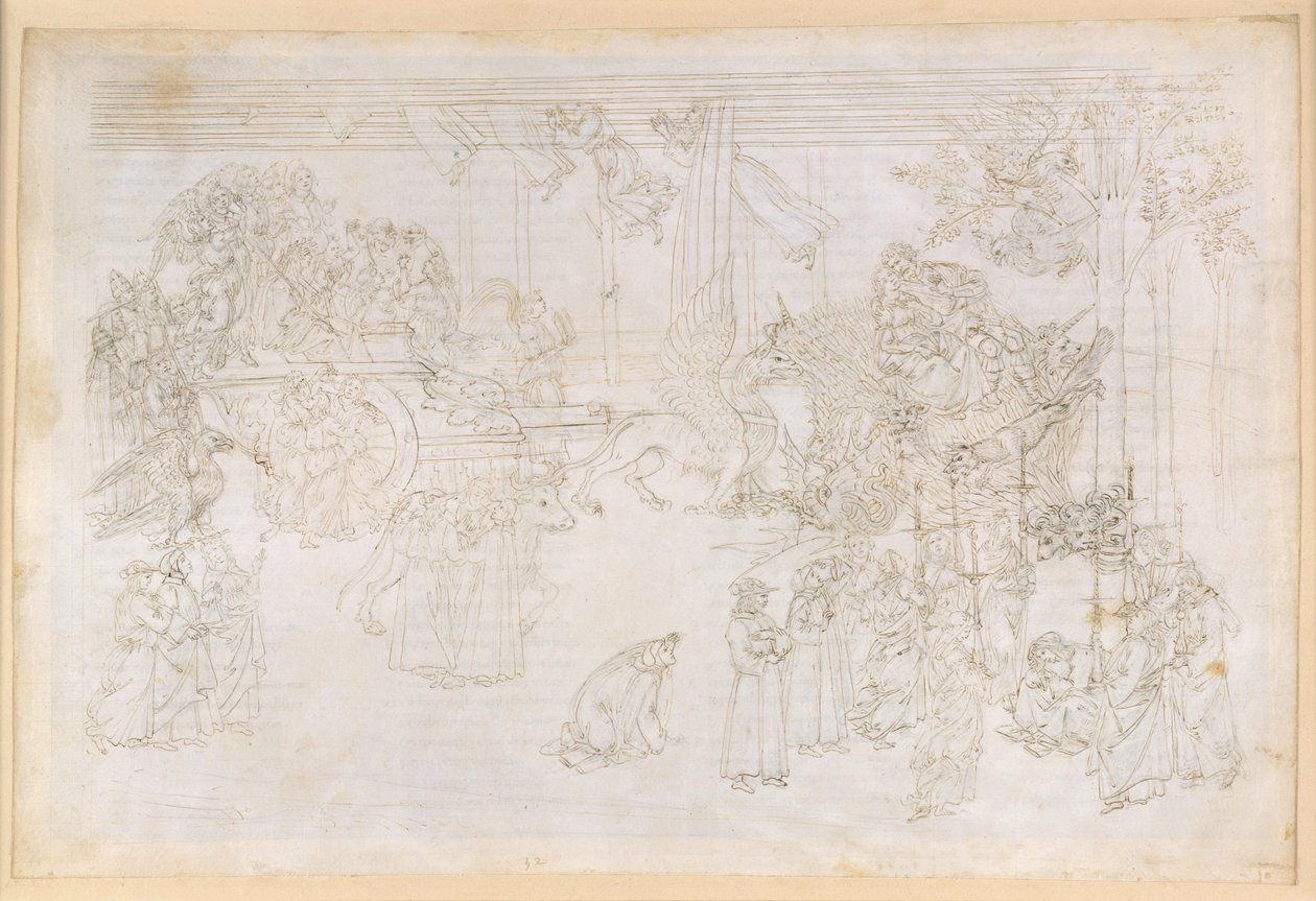 La Divina Comedia, Purgatorio XXXII. El Paraíso Terrenal: el árbol del conocimiento y el destino histórico de la Iglesia de Sandro Botticelli