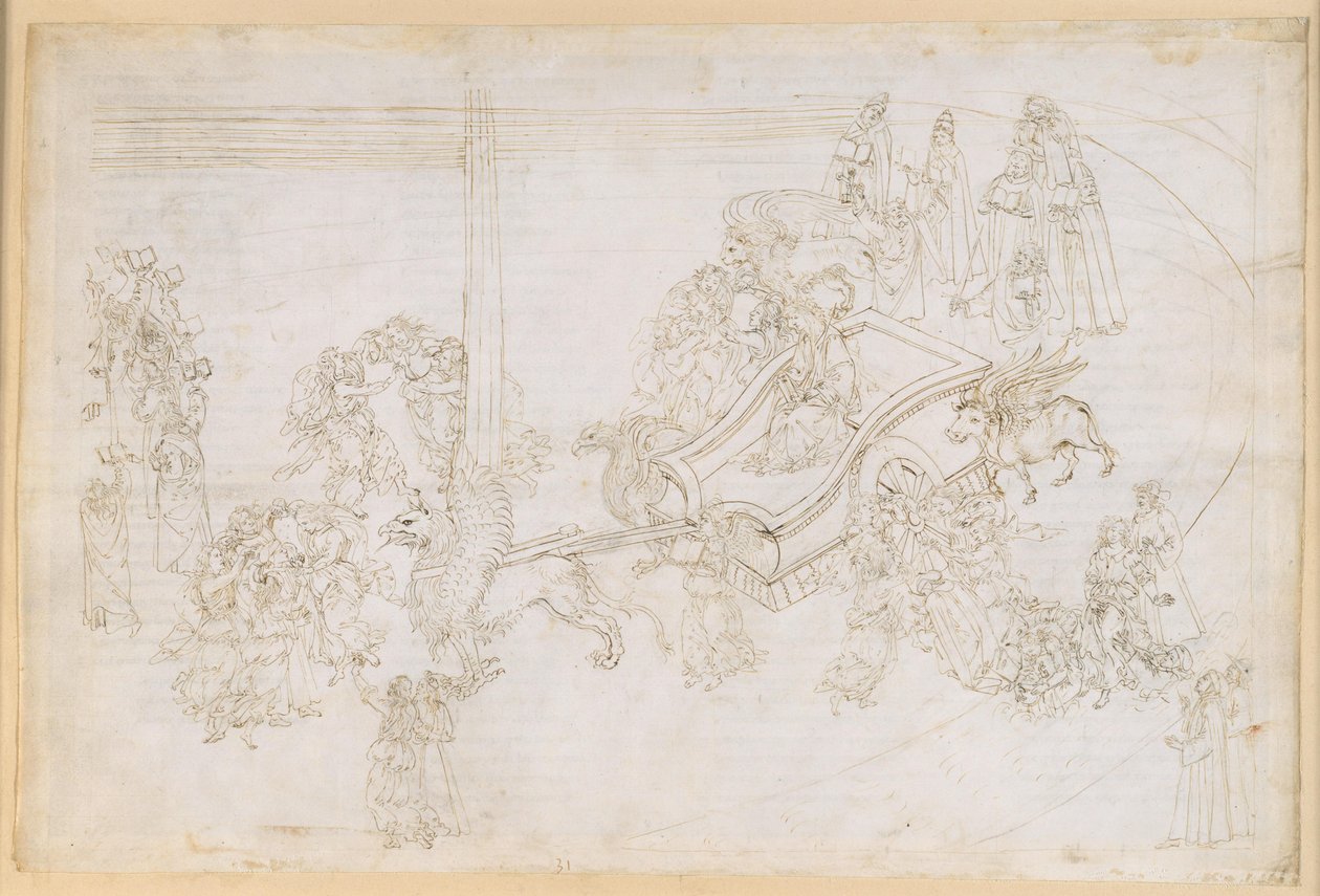 La Divina Comedia, Purgatorio XXXI. El Paraíso Terrenal: la confesión de Dante; Beatriz descubre su rostro de Sandro Botticelli