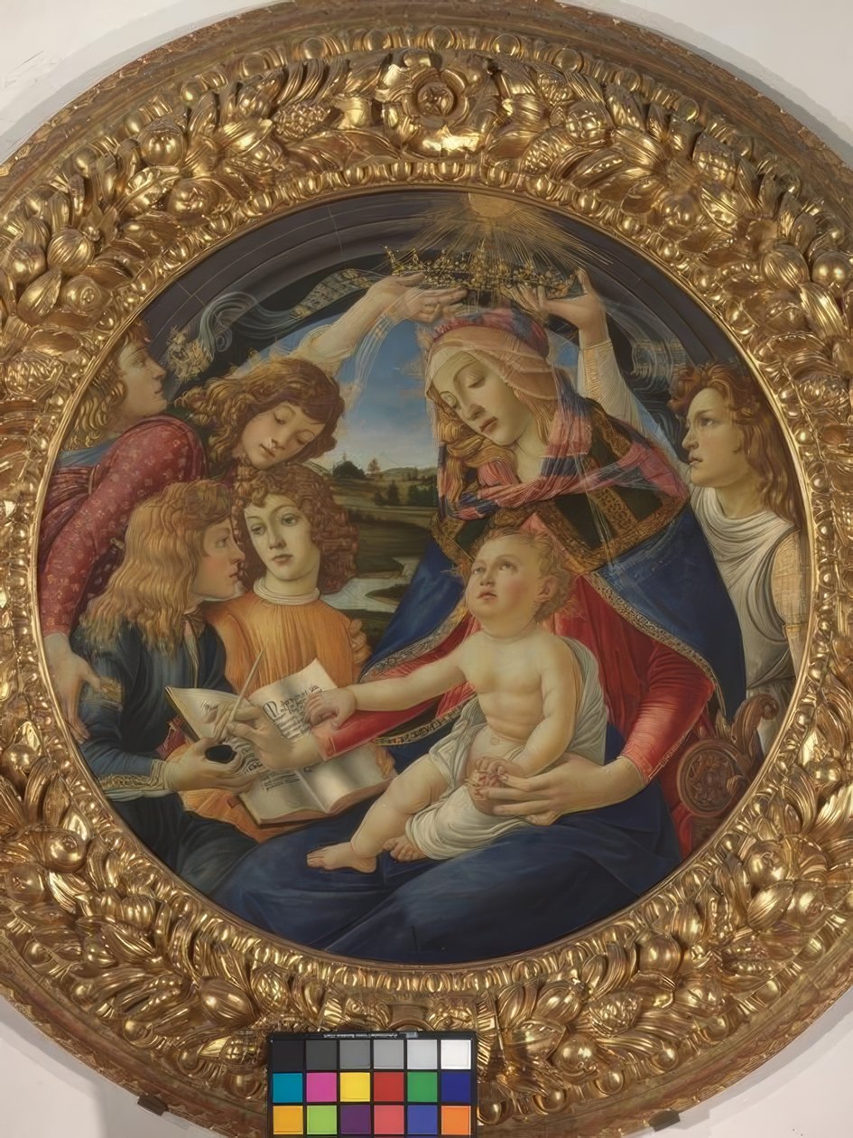 María con el niño y cinco ángeles de Sandro Botticelli
